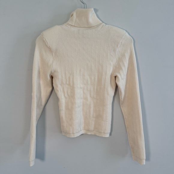 Express Cream Turtleneck Sweater with Gold Accent Buttons, Size M - Picture 3 of 10